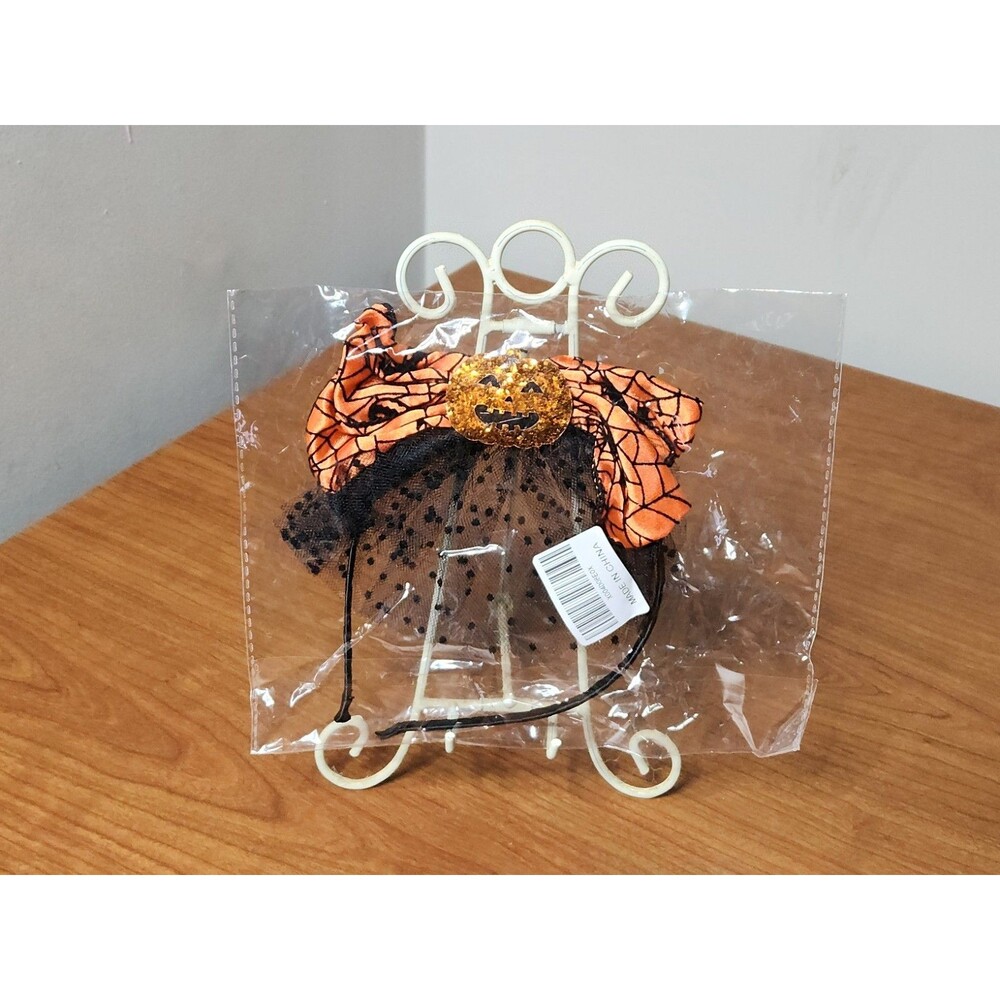 Women ~ Girls Halloween Pumpkin Orange Bow Headband ~ New